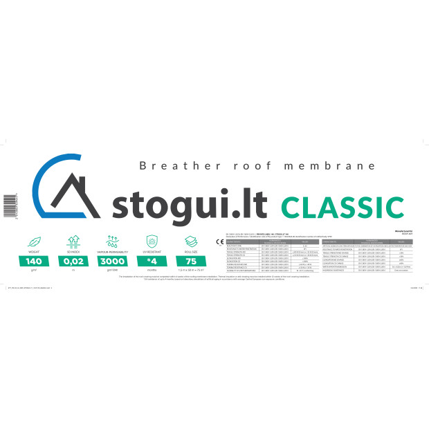 Difuzinė plėvelė Stogui.lt Classic 140g.