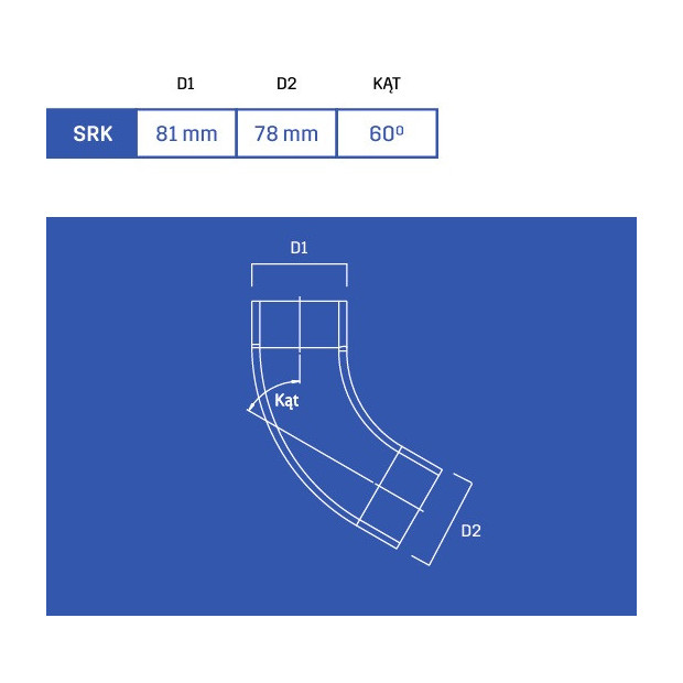 KROP Kvadratinio lietvamzdžio alkūnė 60°